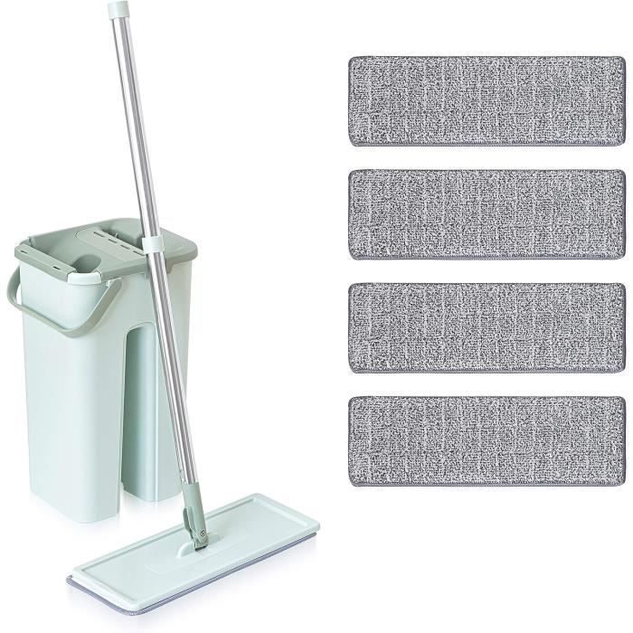 Seau Lavage Avec Presse Et Balai Microfibre - Nettoyage Sols Pratique