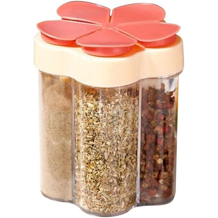 Boîte à épices 6 En 1 Transparente - Rangement Sel, Poivre, Sucre, Idéale Cuisine Et Camping