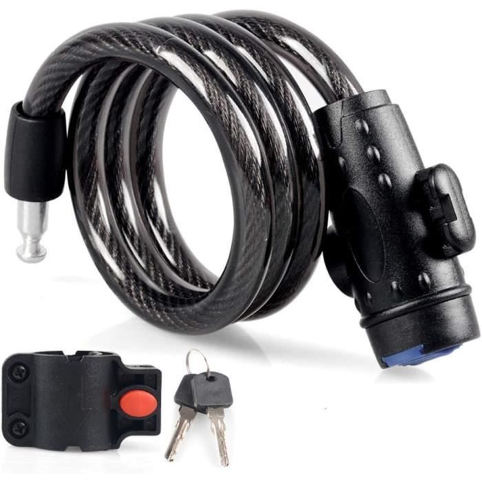 Antivol Vélo à Câble Avec Code à Combinaison Ou 2 Clés - Longueur 650mm, épaisseur 10mm, Acier - Marque Outboxx