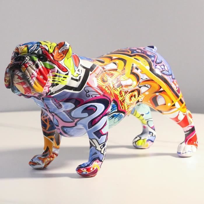 Statue de bouledogue français graffiti résine éléphant figurine colorée chien animal pour la maison salon chambre bureau décor Statue de bouledogue français graffiti résine éléphant figurine colorée chien animal pour la maison salon chambre bureau décor