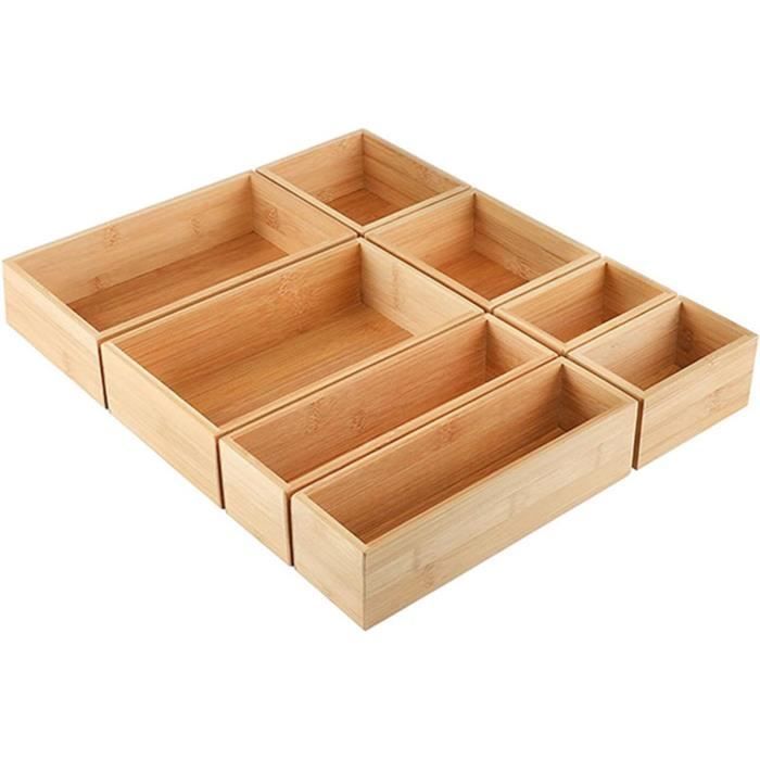 PHWRECZ Panier à ustensiles en bois à 3 compartiments pour cuillères, fourchettes - Support de rangement multifonction avec poignée amovible - 33,2 x 9,1 x 14,9 cm