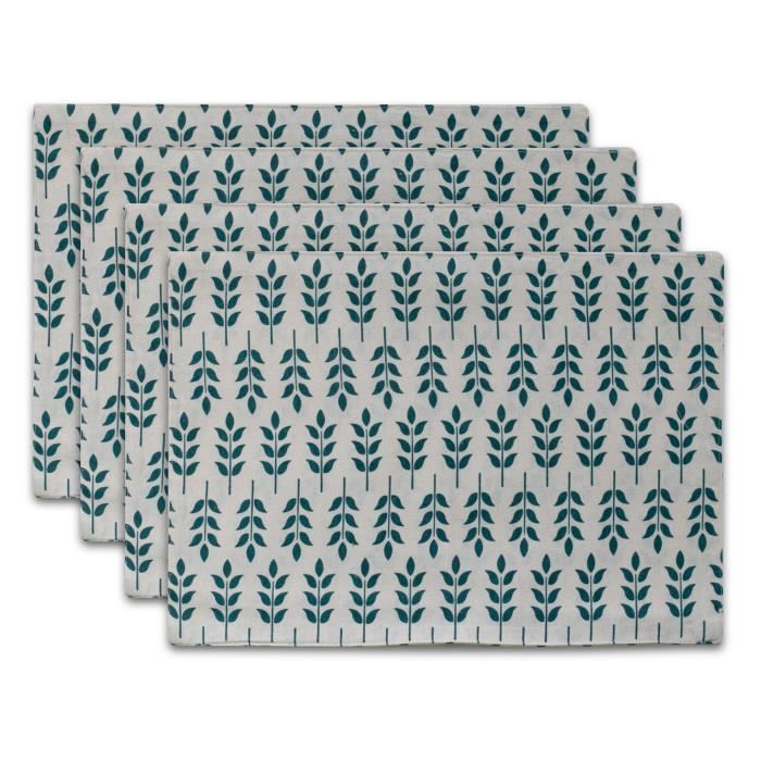 Lot de 4 Set de Table Tapis Résistants à la Chaleur avec Motif Plante 30 x 45 cm Table de Salle à Manger Imperméable PVC Set de Table Napperons Lavables Antidérapants Lvjkes Set de Table Vert