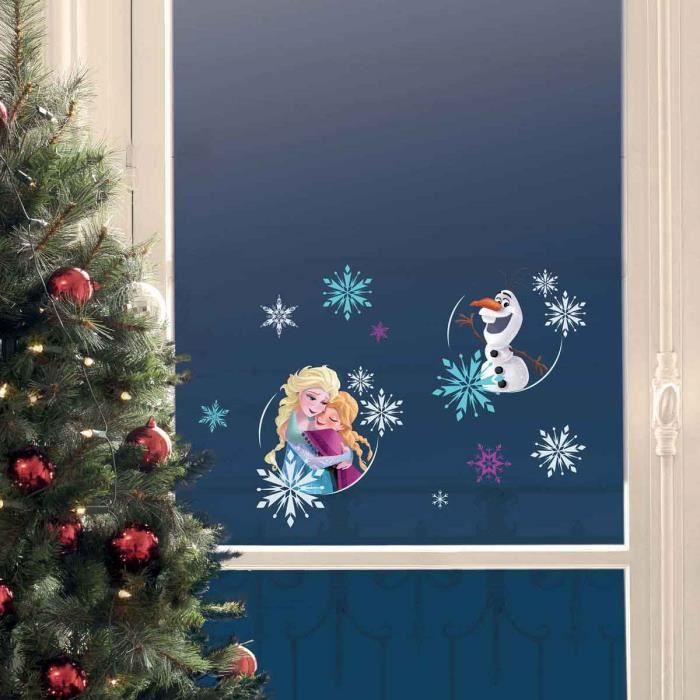 Sticker Fenetre De Noel La Reine Des Neiges Emma Anna Et Olaf Achat Vente Stickers De Noel Cdiscount