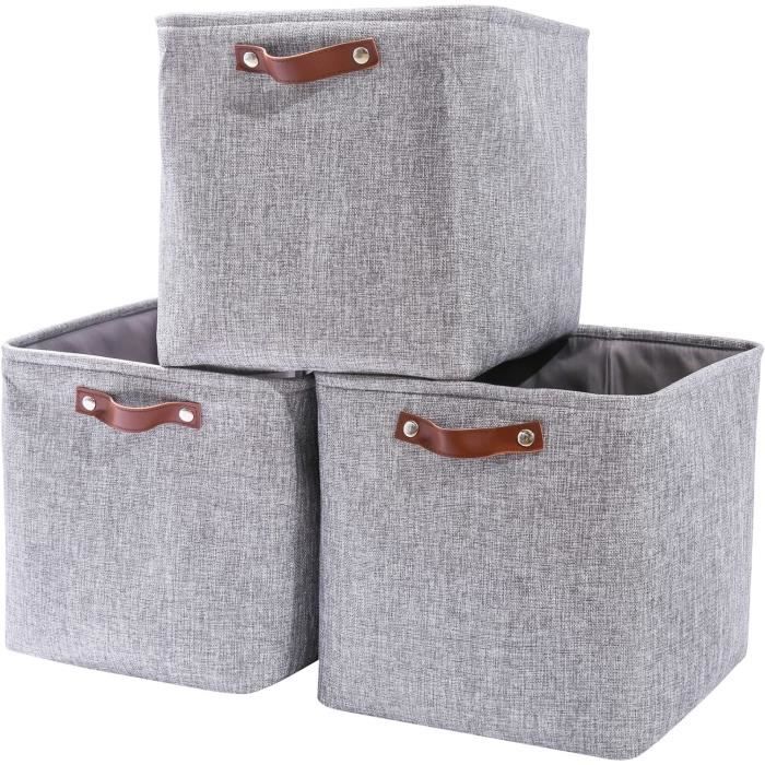 AJWMANGATA Panier de Rangement Cube 3 Boîtes de Rangement en tissu 33