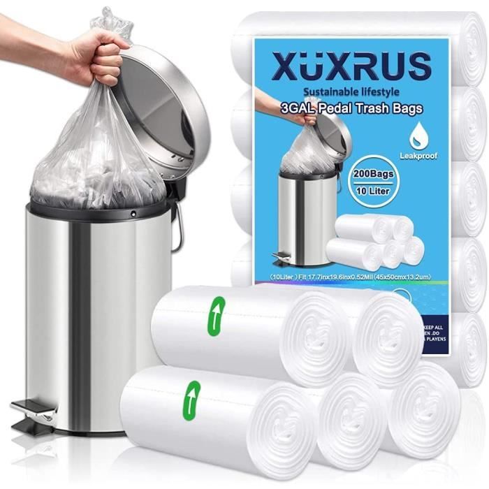 Sacs Poubelle 10L Petit Sacs Poubelle 200 Pièces,Très  Résistant,Anti-Fuites, Pour Chambre,Bureau,Cuisine,Salle de  Bains,Blanc[529] - Cdiscount Au quotidien