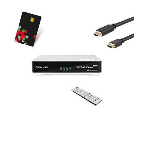 Pack Récepteur Satellite Cahors HD + Carte TNTSAT V6 - Accès Chaînes Gratuites + Enregistrement USB