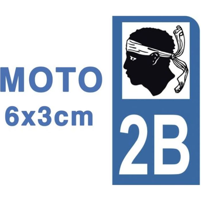 Autocollants Stickers plaque immatriculation scooter moto département 2B Haute-Corse Logo Corse