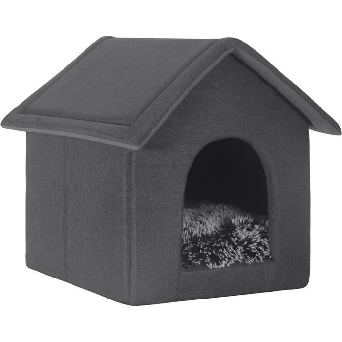 Comparer les prix de EUGAD Niche pour Chien Chat Intérieur Gris pour Chiot Bouledogue français Jack Russell Terrier M 45x40x45cm