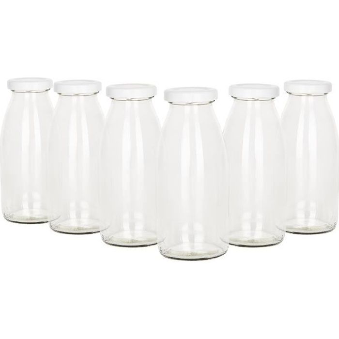 lot de 6 bouteilles de jus 250 ml couvercle twist off to43 blanc i forme de verre bulbeux i bouteille en verre pour le cdiscount maison