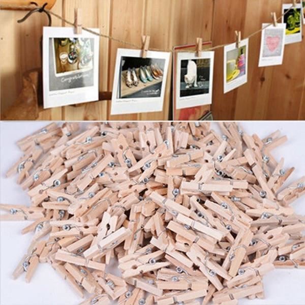Lot De Mini Pinces à Linge En Bois Teinté Bronze - Longueur 25 Mm - Pour Scrapbooking, Décoration Mariage, Bricolage, Décoration Rustique