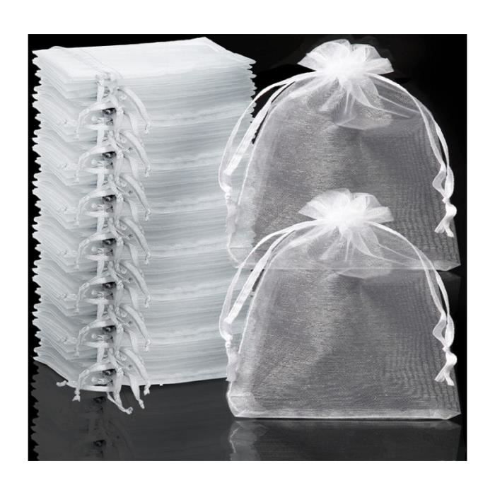 100 pieces Sachet organza Blanc Pochette Cadeau Gift Bags Bijoux