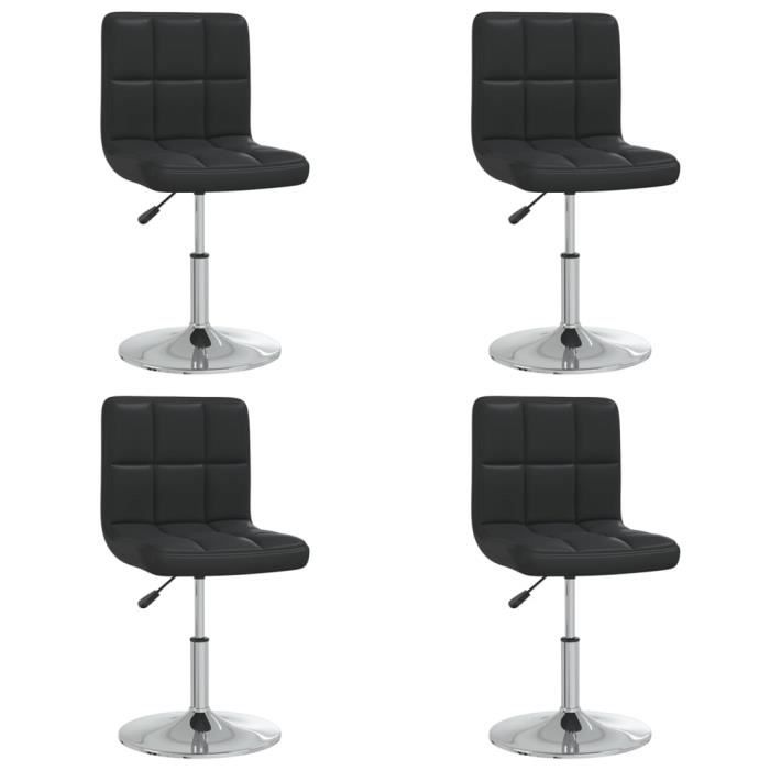 Chaises de salle à manger - Haut de gamme - POP - Similicuir noir - Pivotantes et réglables en hauteur