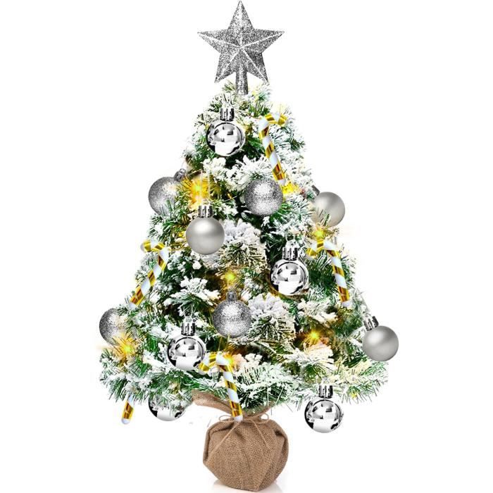 Mini Sapin de Noel Artificiel, 50cm Petit Sapin de Noel de Table avec 8