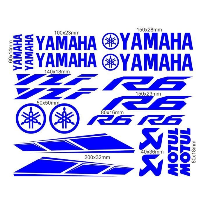 Bleu - Autocollant réfléchissant pour moto Yamaha Yzf R1 R3 R6, autocollant de réservoir avec Logo et éponge