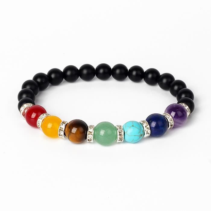 Bracelet 7 Chakras En Acier Inoxydable - Pour Femme Et Homme - Méditation, équilibre énergétique - Cadeau Bien-être