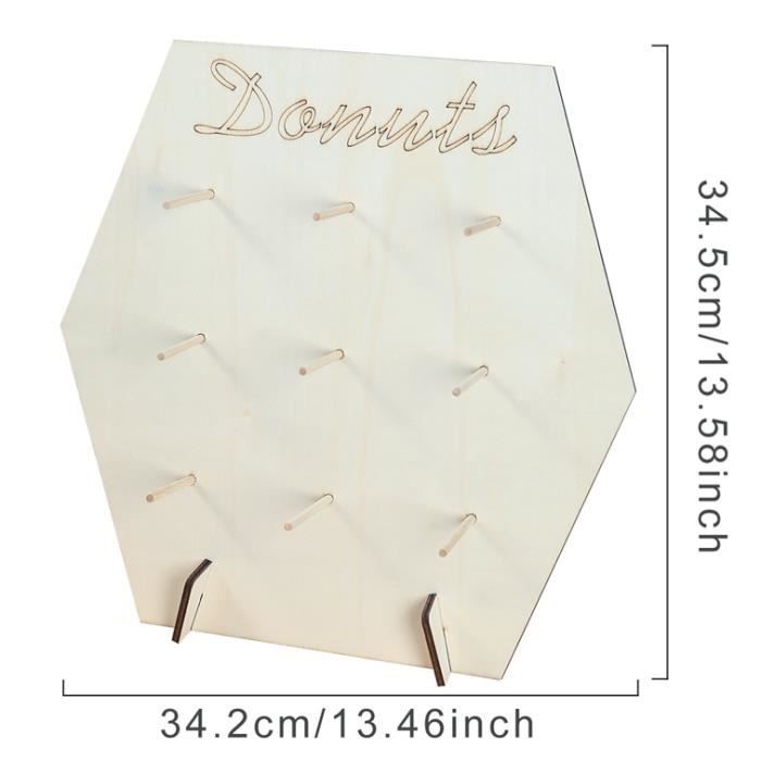Donut Présentoir Support, Mur à Donuts Présentoir en MDF Bois, Support de Beignet Réutilisable, 9 Trous Donut Stand Porte-Donuts pour Décorations Mariage Anniversaire Fête Anniversaire Restaurant