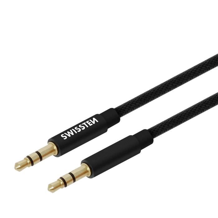 Câble Audio AUX 3,5mm DeleyCON 0,5m – Gaine Coton, Prises Métalliques Dorées | Pour Smartphone, TV, Voiture, Chaîne Hi-Fi - 5