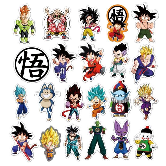 Lot de sticker 50 autocollant Dragon ball Son Goku, Kuririn, Picollo