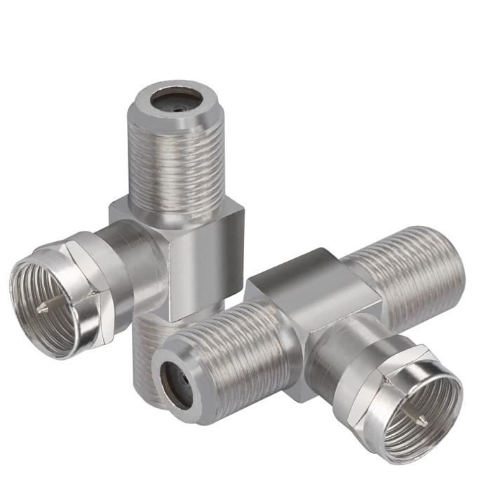 Adaptateur Coaxial Type F 90° Mâle Vers Femelle - 2 Pièces, Pour Antenne TV, Satellite, Installation Murale - 9