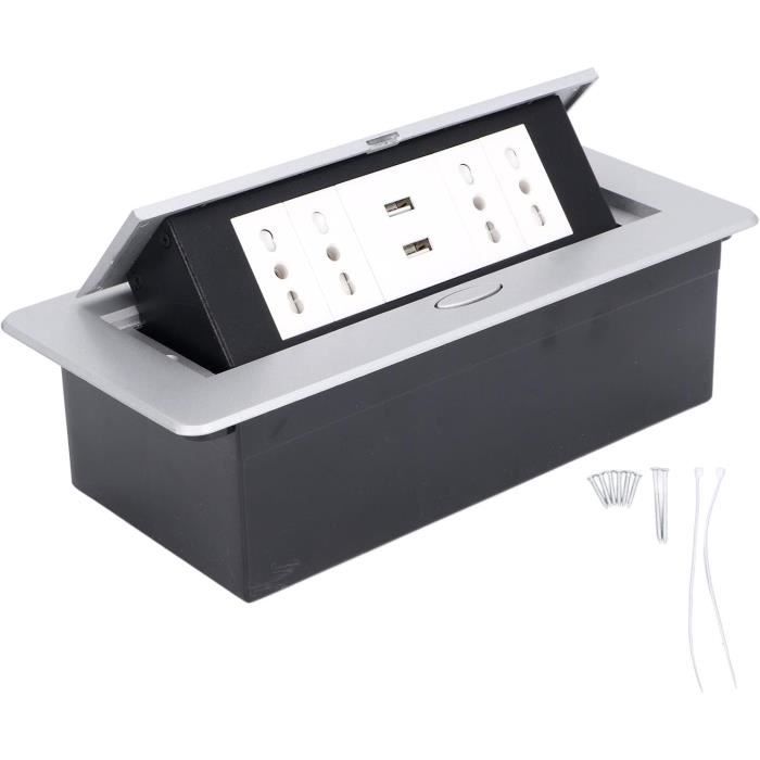 Kit de boîte de sol, 16A AC250V Prises de sol en acier inoxydable Prise de sol encastrée avec port de câble réseau et prise UE, Boîte de sortie de sol