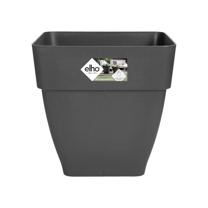 Elho Vibia Campana Bac à fleurs Carré 37 - Noir - Ø 36 x H 36 cm - extérieur - 100% recyclé