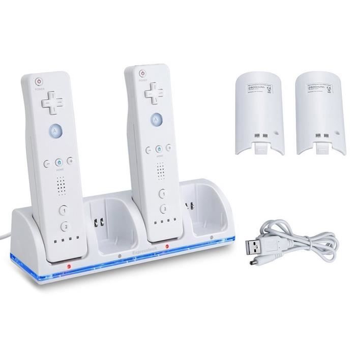 Station de charge avec 4 batteries pour Nintendo WiiU Télécommande