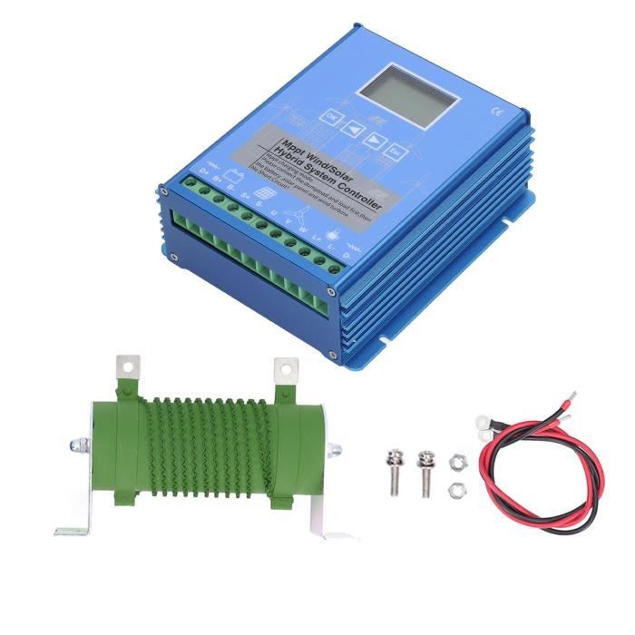 Contrôleur Hybride MPPT Solaire + Éolien 12V/24V 1200W - Gestion Charge/Décharge Batterie - Écran LCD