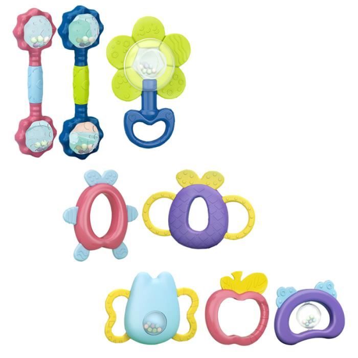 9PCS Hochet de Dentition Ensemble Hochet Bébé Infantile Nouveau-Né Jouets Éducatifs Tôt pour 3/6