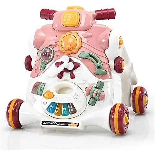 Trotteur Bébé 8 En 1 En Bois - Chariot De Marche Avec Activités Montessori - Pour Enfant 1+ An (Bleu/Vert)