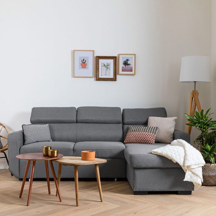 Canapé dangle convertible WARREN 3 places gris