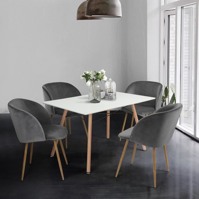 Homy Casa Table A Manger Scandinave Blanche Bois Achat Vente