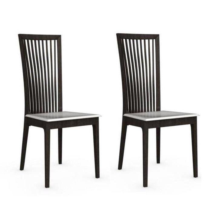 Lot de 2 chaises italienne PHILADELPHIA structure wengé assise cuir