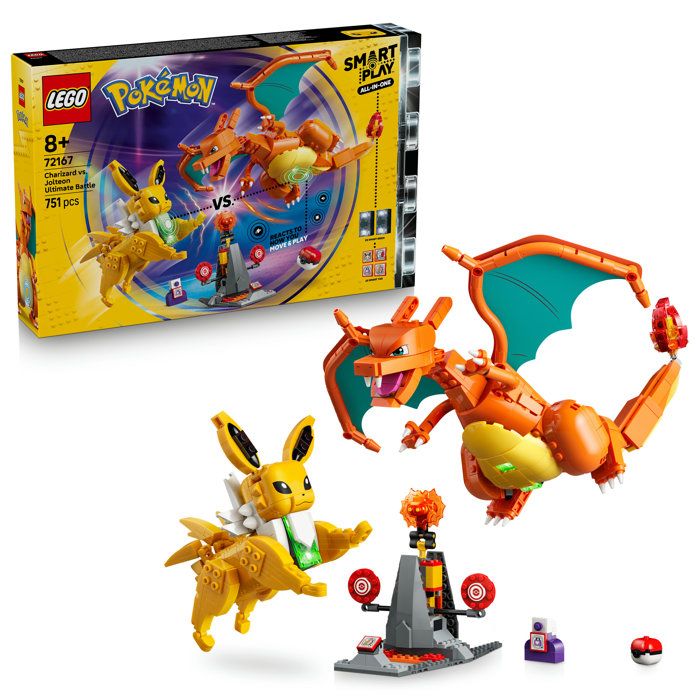 LEGO Pokémon 72167 Set de construction Pokémon SMART Play™ Dracaufeu et Voltali Combat Ultime Set Tout en un Dès