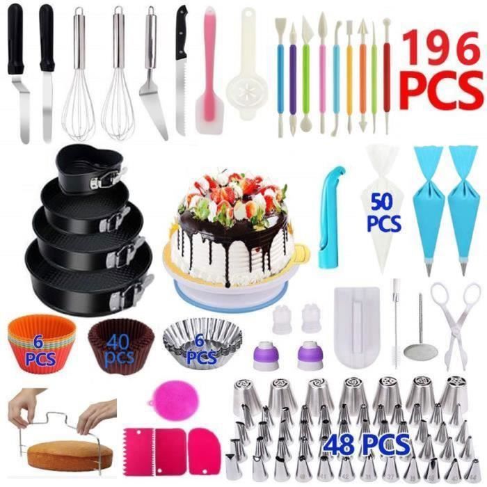 LUCKFEN Kit Pâtisserie Moule à Pâtisserie Moule à Gâtea 196 pcs avec  Plateau Tournant , Pour la Pâtisserie en Cuisine. - Cdiscount Maison