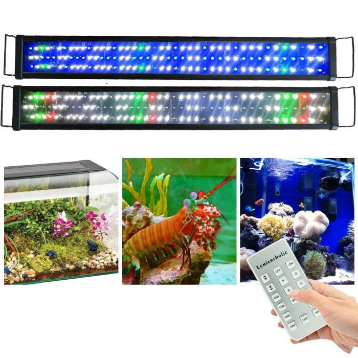 760 LM 11 W NICREW AquaLux Rampe LED Aquarium avec Fonction Minuterie Éclairage Aquarium Étanche 43-60 cm Lumières Blanches et Bleues Réglables 