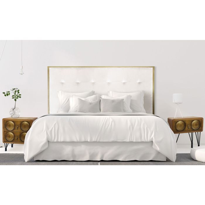 Tete De Lit Donna 140 Cm Metal Or Et Velours Blanc Cdiscount Maison