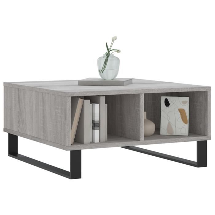 Table basse sonoma gris 60x60x30 cm bois d ing nierie Mothinessto LY3487