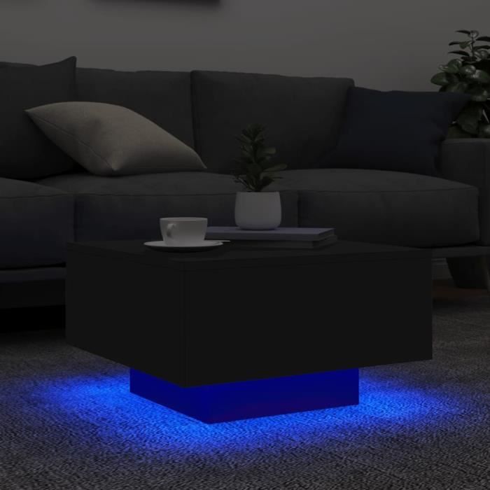 Table basse - MOTHINESSTO - Qqmora xY0526 - Noir - 55x55x31 cm - Lumières LED RVB
