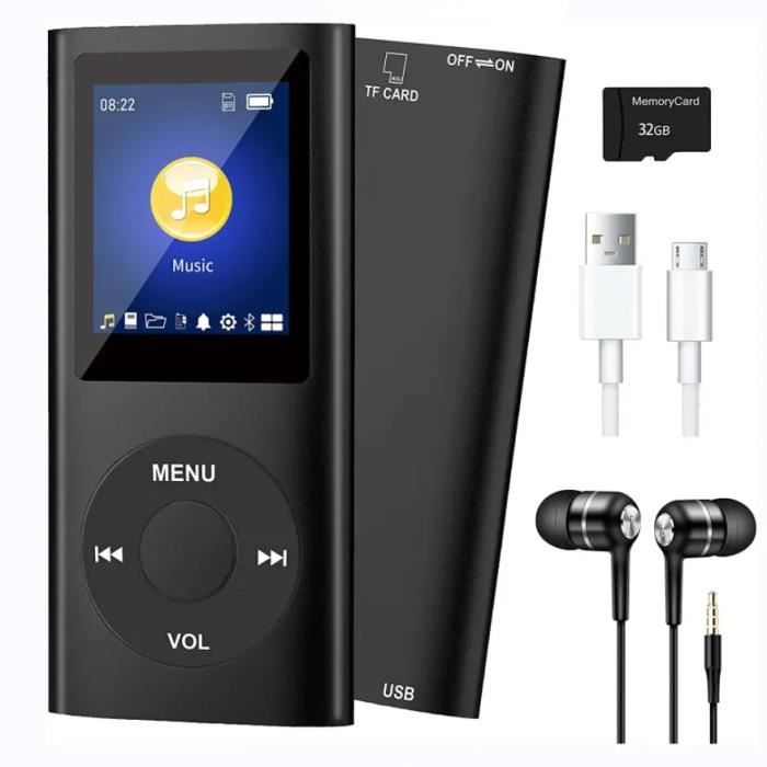 Lecteur MP3 Bluetooth AGPTEK 32Go avec Haut-Parleur HD et Carte TF jusqu'à  128Go - Noir - Cdiscount TV Son Photo