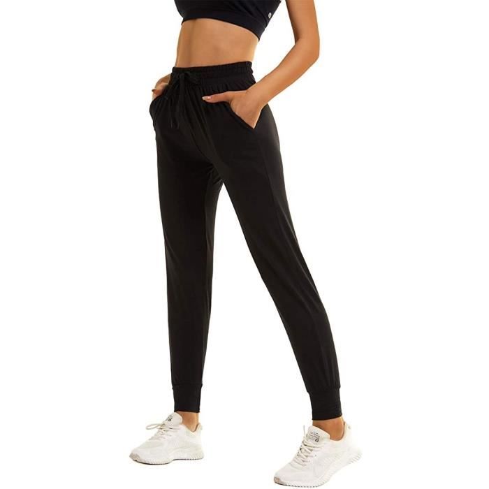 Pantalon de jogging pour femme Coton et lasthanne Noir