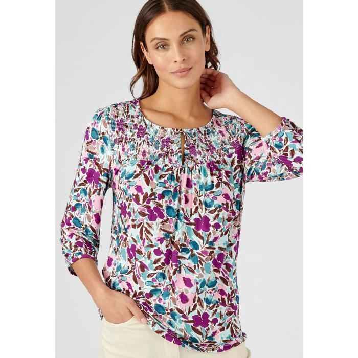 T Shirt Damart Blouse fluide imprim e manches 3 4 Lenzing TM