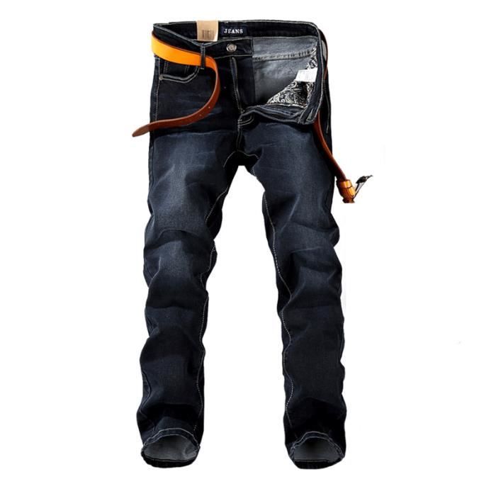 Jeans Homme Fashion La Taille Moyenne Coupe Droite 5 poches Effet Delave Blanchi Sans ceinture Noir Noir Cdiscount Pret a Porter