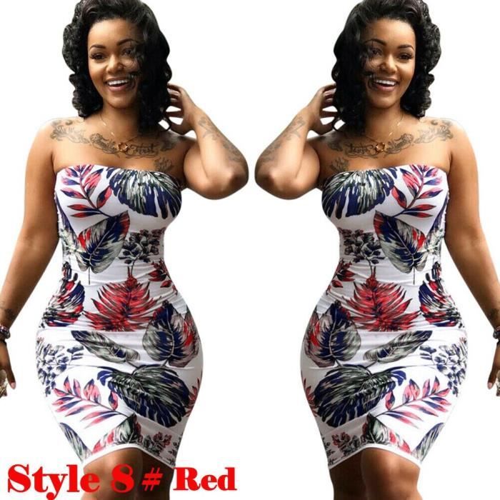 Robe Sexy sans bretelles plage Robe d ete robes de soleil Vintage boheme Mini Robe Robe Femme Boho Floral femmes Robe de Type H Blanc Cdiscount Pret a Porter