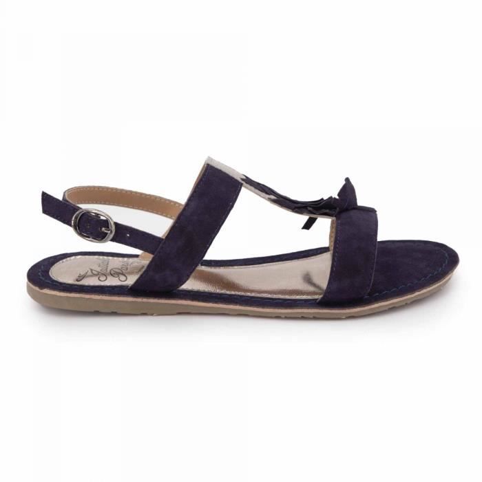 Sandale Femme INITIALE PARIS C11875Nancy Bleu fonce Compense Boucle de serrage Bleu fonce Cdiscount Chaussures