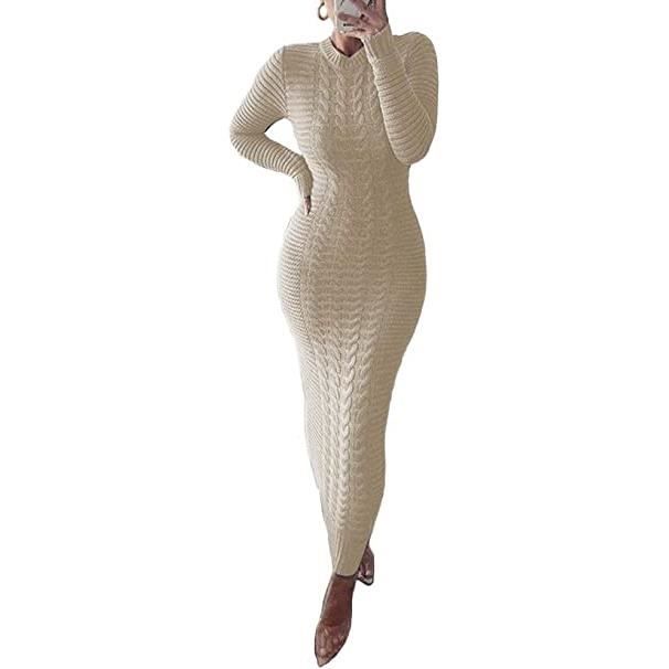 Robe Pull Femme Hiver - Col Roulé Manches Longues - Tissu Tricoté Polyester/coton - Tailles S à XL