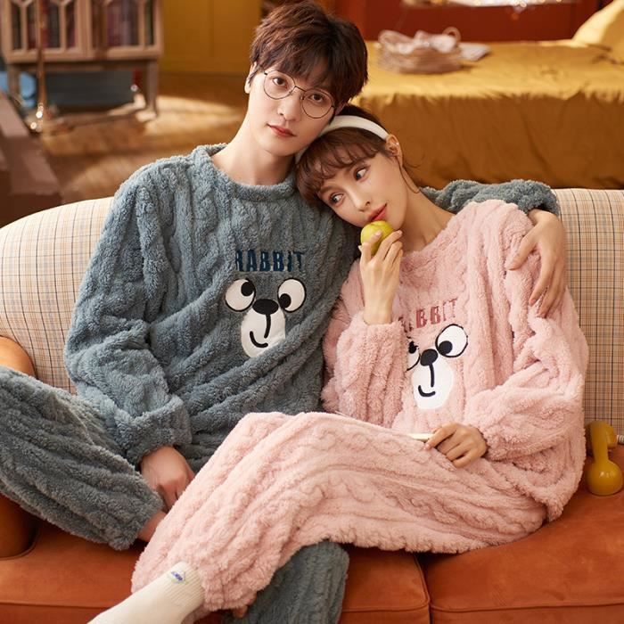 Couple pyjamas ensemble hiver paissi pyjama dessin anim couple