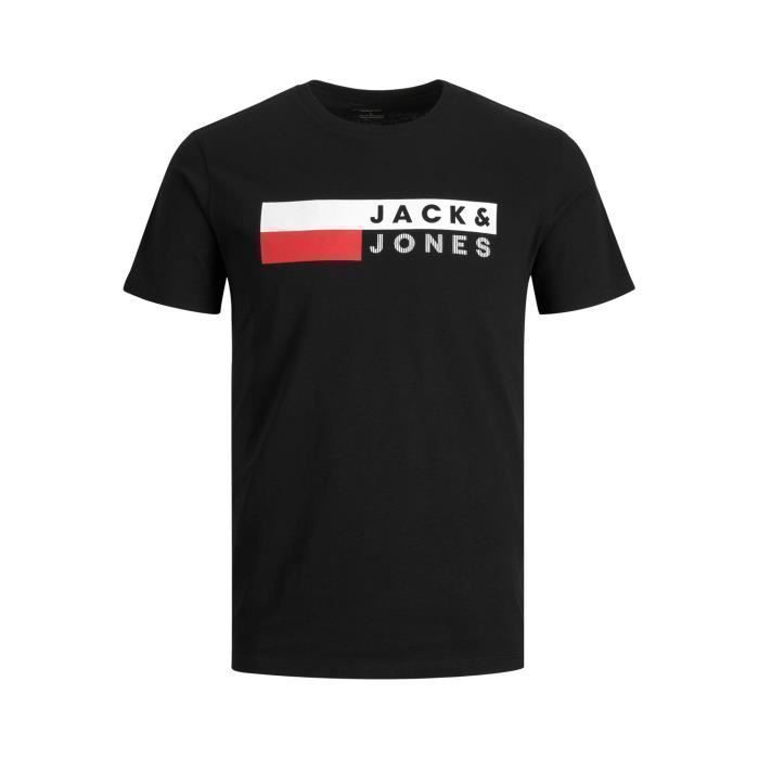 T shirt homme JACK JONES Corp Logo PLS noir taille 7XL col en O manches courtes