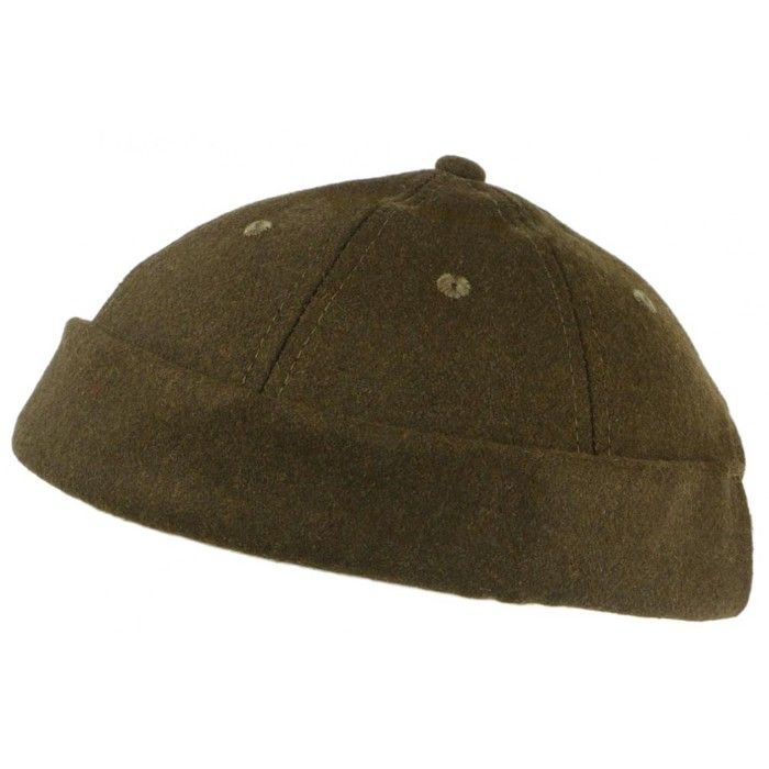 Bonnet Docker Vert Kaki Feutre de Laine Homme et Femme look Hiver Duik - Taille unique - Vert