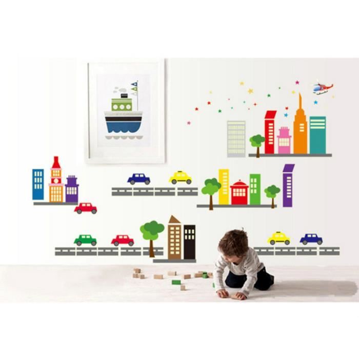 Dessin animé Building House Wall Sticker Amovible Belle Étanche Art