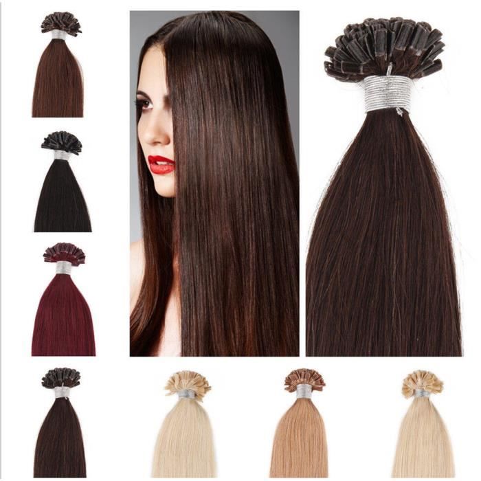 100 mèches extensions à chaud kératine PLATE 24 pouces 100% Cheveux  naturels 50g 30# - Cdiscount Au quotidien